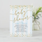 Blue & Gold Glitter Baby shower voor jongens Kaart (Staand voorkant)