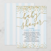 Blue & Gold Glitter Baby shower voor jongens Kaart (Voorkant / Achterkant)