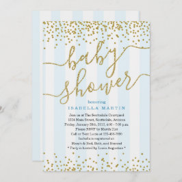 Blue & Gold Glitter Baby shower voor jongens Kaart