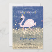 Blue, Gold Glitter Bokeh, Swan Baby shower Kaart (Voorkant)