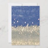 Blue, Gold Glitter Bokeh, Swan Baby shower Kaart (Achterkant)