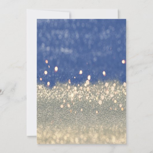 Blue, Gold Glitter Bokeh, Swan Baby shower Kaart (Achterkant)