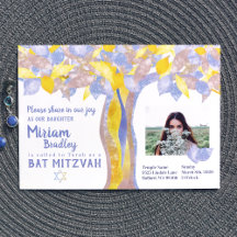 Blue & Gold Glitter Boom of Life Bat Mitzvah