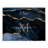 Blue Gold Glitter Calendar Aangepaste naam en lett Kalender (Hoes)