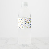 Blue Gold Glitter Confetti Afstuderen Waterfles Etiket (Achterkant)