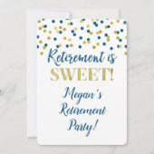 Blue Gold Glitter Confetti Retirement Party Kaart (Voorkant)