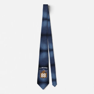 Blue & Gold Glitter Football Player Team Spirit Stropdas