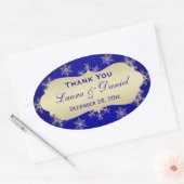 Blue, Gold Glitter LOOK Snowflake Wedding Sticker (Envelop)