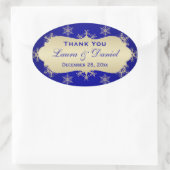 Blue, Gold Glitter LOOK Snowflake Wedding Sticker (Tas)