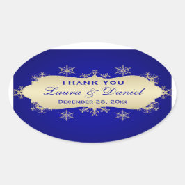 Blue, Gold Glitter LOOK Snowflake Wedding Sticker