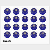 Blue, Gold Glitter LOOK Snowflake Wedding Sticker (Vel)