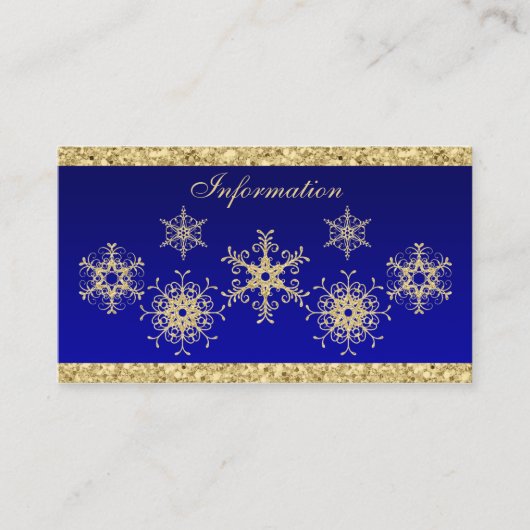 Blue, Gold Glitter LOOK Snowflakes Enclosure Kaart (Voorkant)