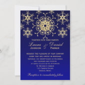 Blue, Gold Glitter LOOK Snowflakes Weddenschap Kaart (Voorkant)