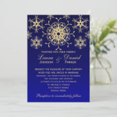 Blue, Gold Glitter LOOK Snowflakes Weddenschap Kaart (Staand voorkant)