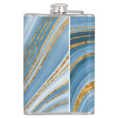 Blue Gold Glitter Marble Elegant Abstract Heupfles (Achterkant)