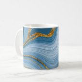 Blue Gold Glitter Marble Elegant Abstract Koffiemok (Voorkant links)
