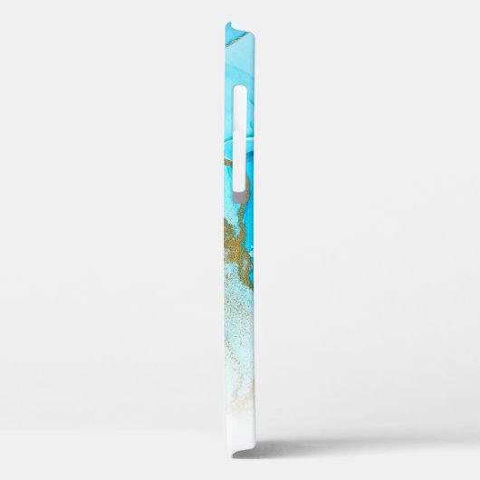 Blue Gold Glitter Marble Personalized Hoesje (Achterkant / Links)