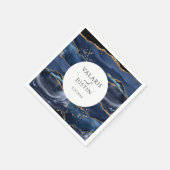 Blue Gold Glitter Marble Wedding Napkins Servet (Hoek)