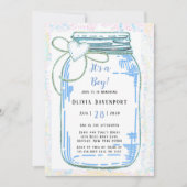 Blue Gold Glitter Mason Jar Boy Baby shower Kaart (Voorkant)