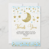 Blue Gold Glitter Moon Baby shower Hartelijk dank Kaart (Voorkant)