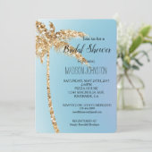 Blue Gold Glitter Palm Tree Vrijgezellenfeest Kaart (Staand voorkant)
