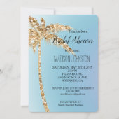 Blue Gold Glitter Palm Tree Vrijgezellenfeest Kaart (Voorkant)