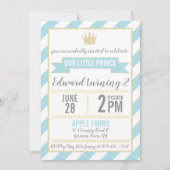 Blue Gold Glitter Prince Birthday Uitnodiging (Voorkant)