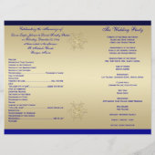Blue, Gold Glitter Snowflakes Wedding Programme (Achterkant)