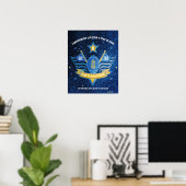 Blue & Gold Glitter Sports Football Championship Poster (Thuiskantoor)