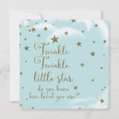 Blue & Gold Glitter Stars Het is een Baby shower v Kaart (Achterkant)
