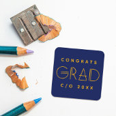 Blue Gold Grad Typography Graduation Sticker
