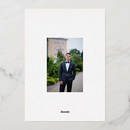 Blue Gold Graduation Cap & Tassel Folie Invitation Folie Uitnodiging (Achterkant)