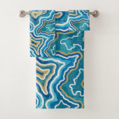 Blue Gold Graphic Agate Bad Handdoek (Insitu)