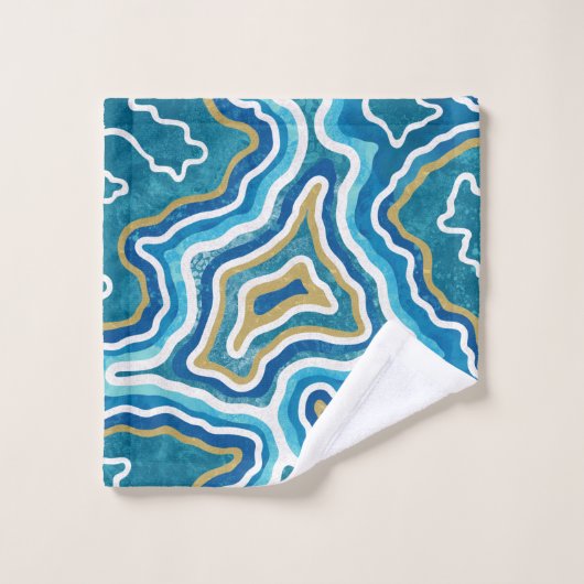 Blue Gold Graphic Agate Bad Handdoek (Wasdoekje)