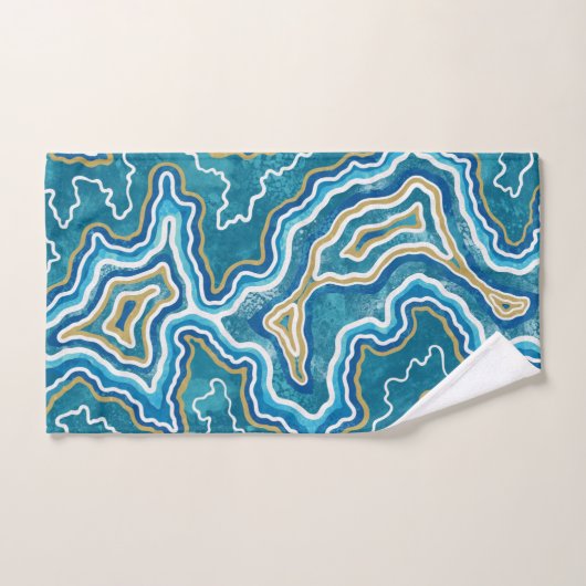Blue Gold Graphic Agate Bad Handdoek (Handdoek)