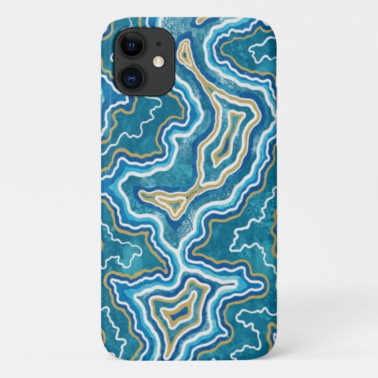 Blue Gold Graphic Agate Case-Mate iPhone Case (Achterkant)