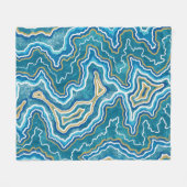 Blue Gold Graphic Agate Fleece Deken (Voorkant (Horizontaal))