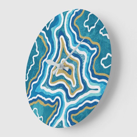 Blue Gold Graphic Agate Grote Klok (Hoek)