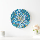 Blue Gold Graphic Agate Grote Klok (Huis)