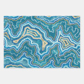 Blue Gold Graphic Agate Inpakpapier Vel (Voorkant 3)
