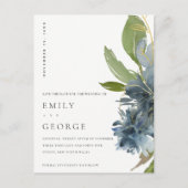 BLUE GOLD GREEN FLORAL WATERVERF BEWAREN DE DATUM AANKONDIGINGSKAART (Voorkant)