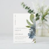 BLUE GOLD GREEN FLORAL WATERVERF BEWAREN DE DATUM AANKONDIGINGSKAART (Staand voorkant)