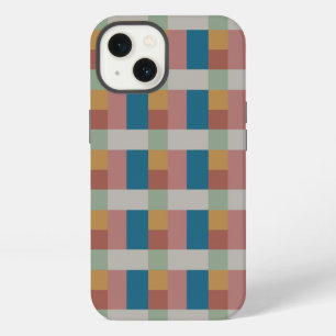 Blue Gold Grey Green Terracotta Color Block iPhone 13 Hoesje