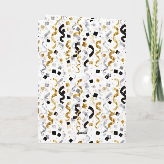 Blue Gold Grey Stripes Christmas Celebration  Kaart (Achterkant)