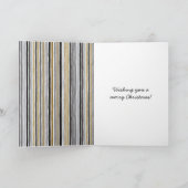 Blue Gold Grey Stripes Christmas Celebration Kaart (Binnen)