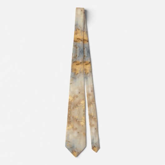 Blue Gold Grunge Pattern Stropdas (Voorkant)