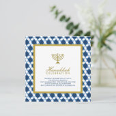 Blue Gold Hanukkah Star van David Menorah Party Kaart (Staand voorkant)