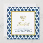Blue Gold Hanukkah Star van David Menorah Party Kaart (Voorkant)