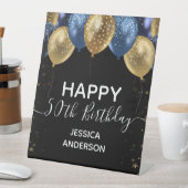 Blue Gold Happy 50th Birthday Reclamebord Met Voetstuk (Insitu)