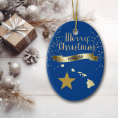 Blue Gold Hawaii Star Keramisch Ornament
